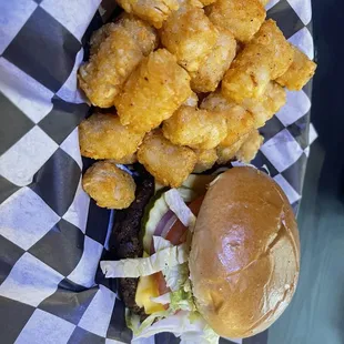 All American burger and tots