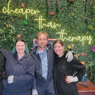 Our double date group in our safety coveralls and gloves.