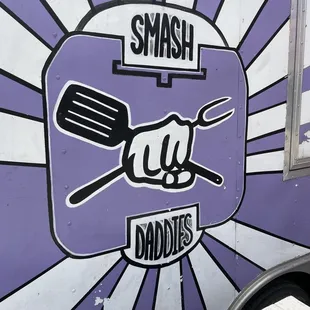 a purple and white food truck