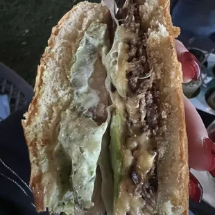 Inside of cheese burger