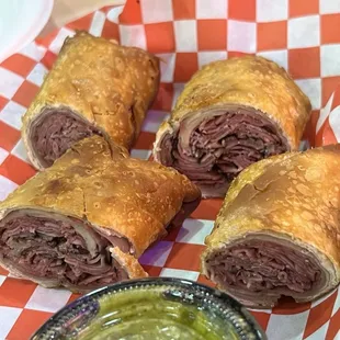 Pastrami egg rolls