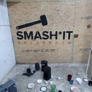 Our items lined up ready to be smashed