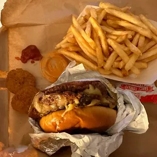 Best (only) burger and fries I've eaten in bed.