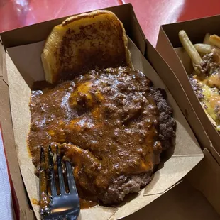 a box of cheeseburger and fries