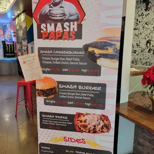 a menu for a fast food restaurant