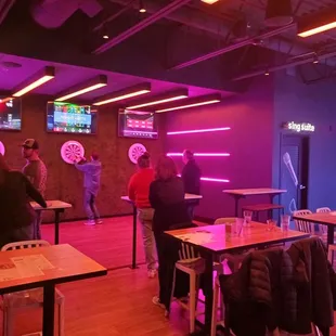 Darts, karaoke room on the right.