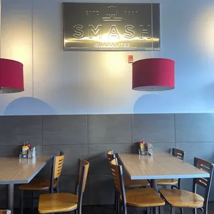 tables and chairs in a restaurant