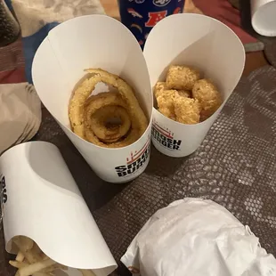 Tots and fries 1/4 full and cold I literally got robbed never thought this from smash burgers