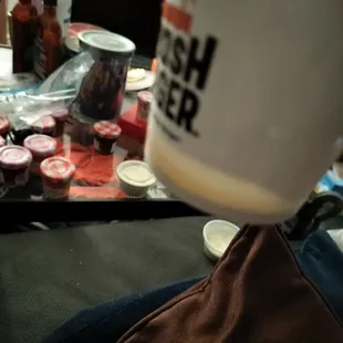 So much oil you can see through the cup