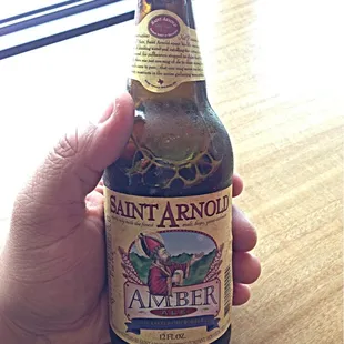 Saint Arnold Amber ale, local brew