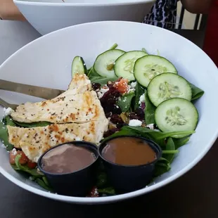 spinach &amp; goat cheese salad w/ grilled chicken.