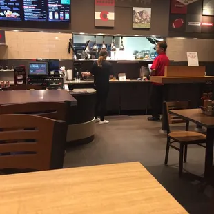 the inside of a fast food restaurant