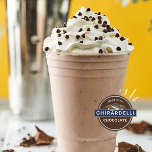 Introducing the NEW Ultimate Chocolate Chip Shake, made with Ghirardelli &amp; Haagen-Dazs! SparklesFace savouring food