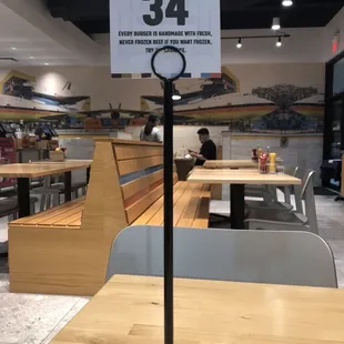 a table with a sign on it