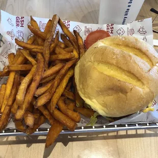 Single Smashburger and SWEET POTATO FRIES