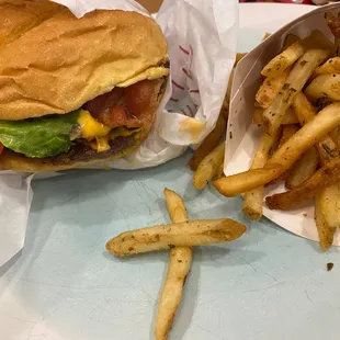 Bacon burger and smash fries. The pic doesn&apos;t do the double burger justice. I was too hungry to take a better pic!