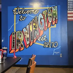 On the wall in the dining area