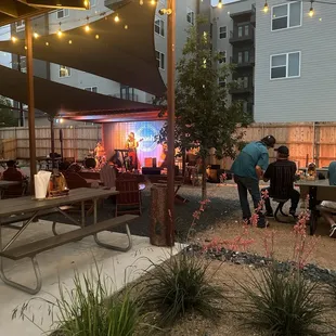 Outdoors with live music!