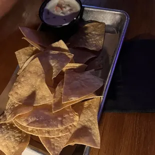 Chips and queso, $8, for a ramekin of queso.  Greedy enough?  Wow