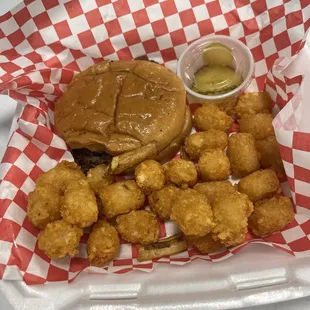 Burger and tots
