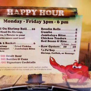 Happy Hour Menu - Aug 2023