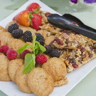 Fresh baked cookies and raspberry walnut bars (a Tony original). A great accompaniment to our cake.