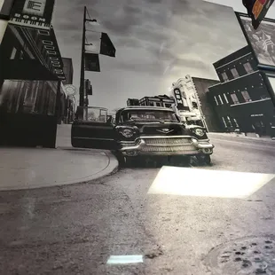 Wall art. Black owned establishment with historical photos on wall