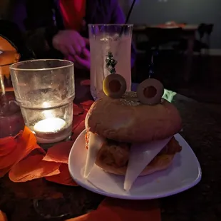 Cute little monster meatball slider for Halloween