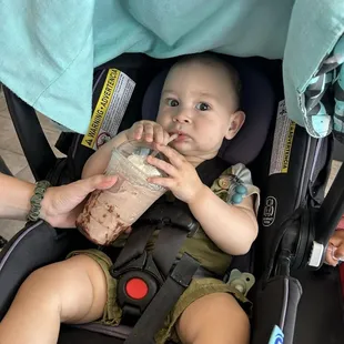 Baby enjoying milkshake!