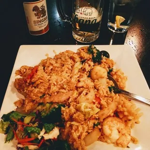 Seafood medley with rice