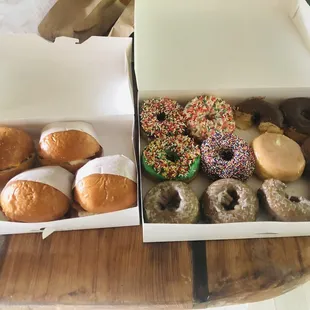 Dozen donuts and biscuits
