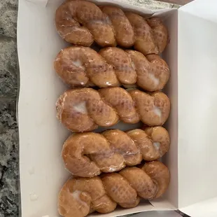 a box of glazed donuts