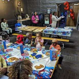 Party room and provided decorations (minus ballons, we brought those)