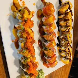 Godzilla, Tiger and Dynamite sushi rolls