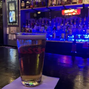 One of their beers, resting princely on the bar top. What a great place to hang out.