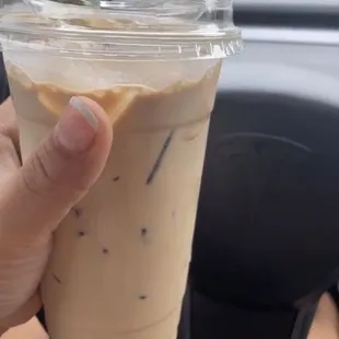 Hammer head iced coffee with oat milk