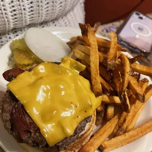A beautiful bacon cheeseburger!