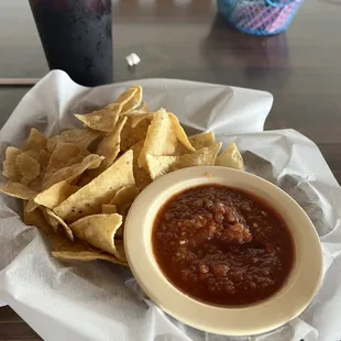 The house made tortilla chips and salsa were excellent
