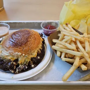 Cheeseboiga and fries
