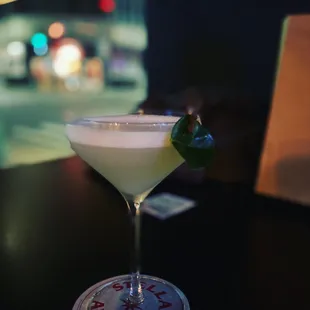 Kaffir lime sour (amazing and aromatic!) like a pisco sour but better