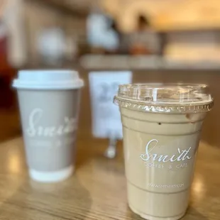 Iced Vanilla latte and light roast