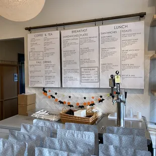 menus on the wall