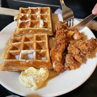 Chicken and Waffles Breakfast