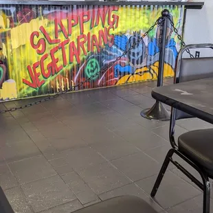 I loved the fun and cheeky artwork along the counter!!