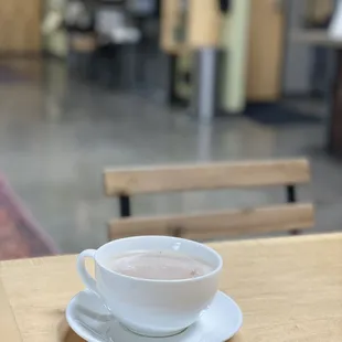 a cup of coffee on a table
