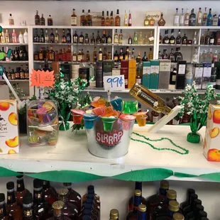 a variety of liquors