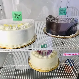 cakes on display