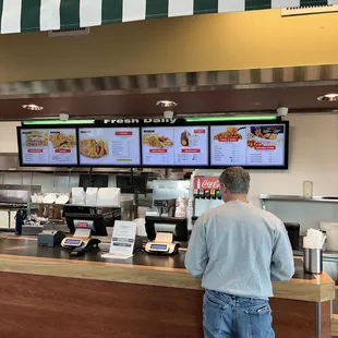 ws a man at the counter