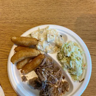 BBQ Plate. Boiled meat, sad potato salad