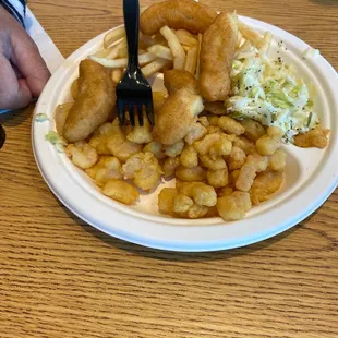 The little breaded things are the Shrimp Platter for $15!